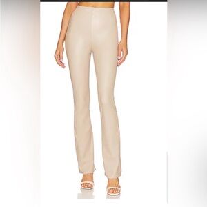 Commando Sand Tan Faux Leather Coated High Rise Pull On Flare Pants Size small